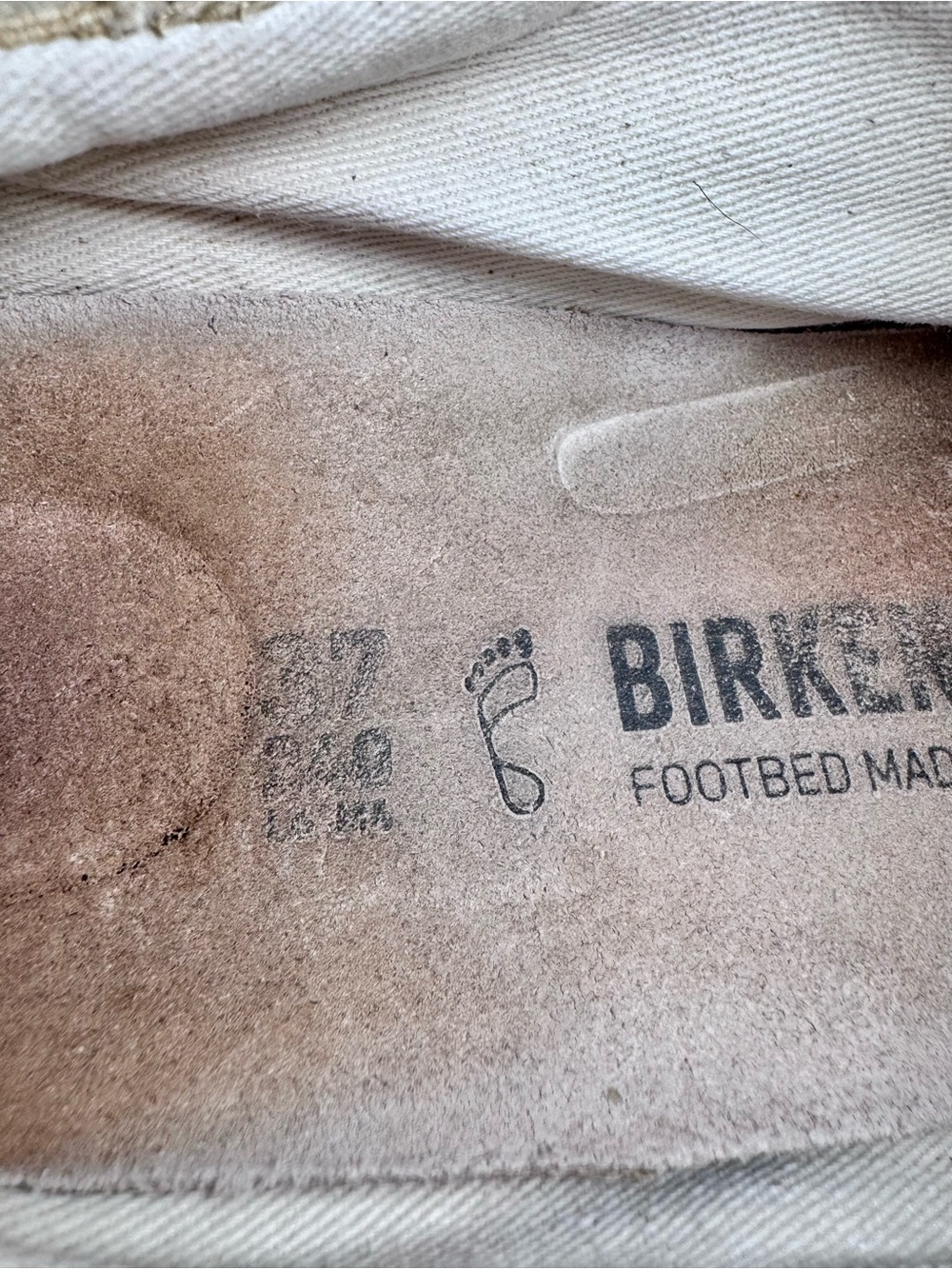 Birkenstock Vintage Canvas Lace Up Sneakers Tan Cream Blue Logo Tread EU 37 US 6 - Picture 8 of 12